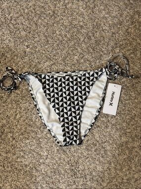 NWT Hurley Black & White Geometric Tie-Side Bikini Bottom Large